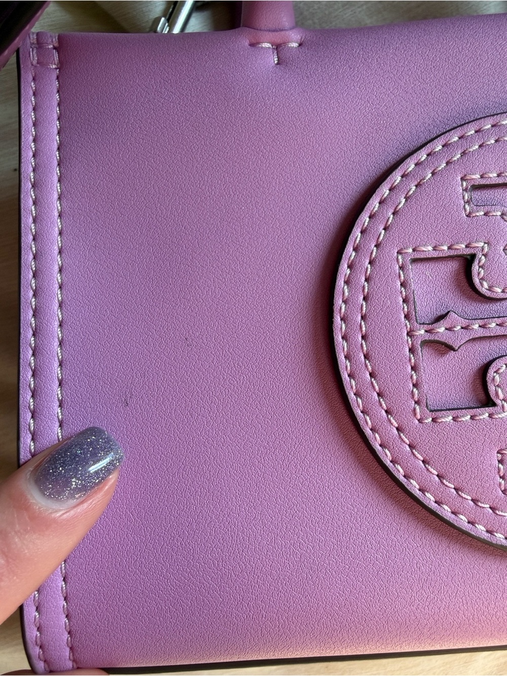 Tory Burch Lilac Leather Mini Satchel with Logo Medallion - Picture 6 of 8